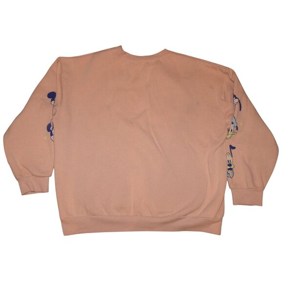 Disney Mickey and Co Pullover Sweatshirt Mickey Minnie Goofy Peach Adult XL - Picture 6 of 10